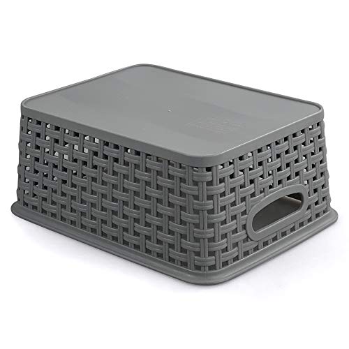 Plastic Storage Basket, 10.03" x 7.59" x 4.09", Pack of 6, Gray - view 3