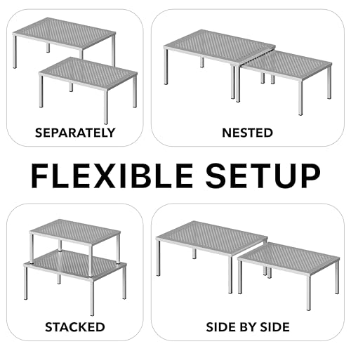 Cabinet Counter Shelf Organizer w/Steel Surface, Silver - view 6