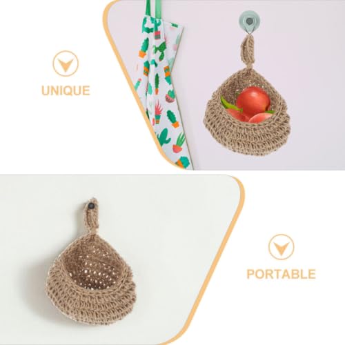 Bohemian Woven Hanging Wall Basket, Jute Cotton Rope, 23x15x10cm - view 3