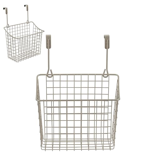 Grid Large Over Cabinet Door Wire Basket Organizer, Satin Nickel