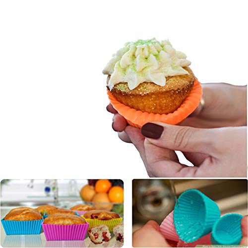 Silicone Cupcake Liners Baking Cups Non-Stick Jumbo Reusable Muffin Molds Bento Bundle Lunch Box Dividers (30-Pack) - view 2