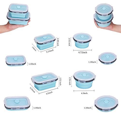 Collapsible Silicone Food Storage Containers with Airtight Lids, Set of 4 Stacking Container, Microwave and Freezer and Dishwasher Safe, with Vent Valve, BPA Free (350ml and 500ml) - view 5
