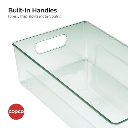 Storage Bin for Refrigerator and Pantry Organizers - Clear Green Fridge Bin with Built-In Handles, 14.4 x 7.9 x 4 Inches, Kitchen and Bathroom Storage Organizer - view 3
