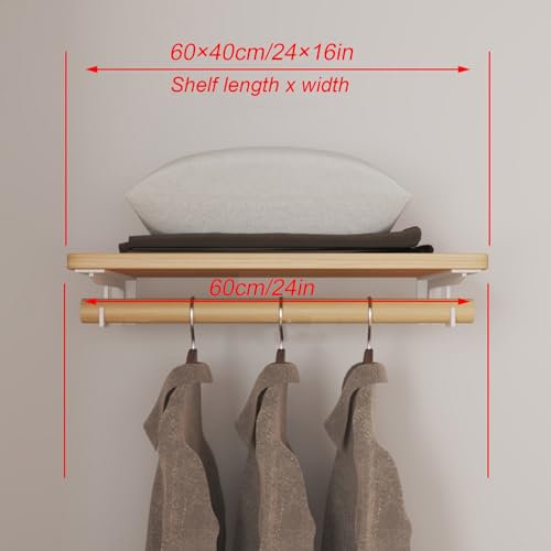 Heavy-Duty Wall Mounted Closet Shelves with Solid Wood Organizer System - Space-Saving Storage Solution for Bedroom, DIY Brackets for Maximum Support - view 2