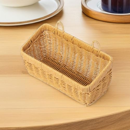 2pcs Wall Hanging Basket Faux Rattan Woven Vegetable Storage Organizer - view 6