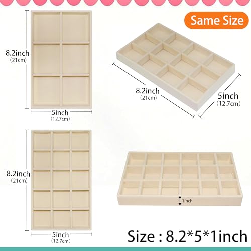 12-Pack Stackable Velvet Jewelry Organizer Trays, Drawer Inserts for Earrings Rings Necklaces Bracelets Earring Organizer For Women Jewelry Storage Display Case - view 3