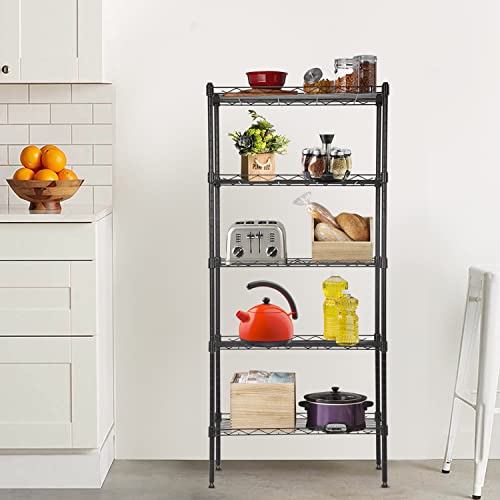 Adjustable NSF-Certified Metal Shelf Wire Shelving Unit Storage for Small Places Restaurant Garage Pantry Kitchen Garage Rack (Black, 21.5L x 11.6W x 47.6H) - view 2