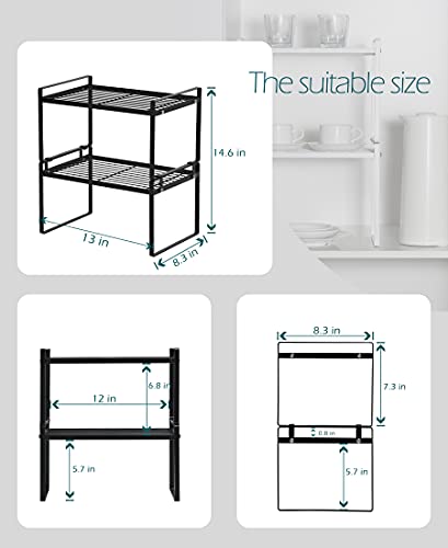 Cabinet Shelf Organizer, Pantry Shelf Rack, Black 13x8.3x7.3 - view 3