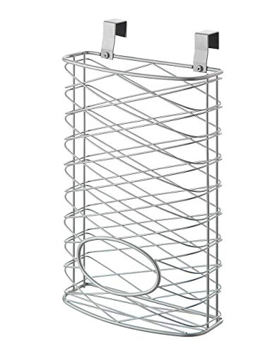 Over Cabinet Kitchen Storage Organizer Holder or Basket - Hang Over Cabinet Doors in Kitchen/Pantry - Holds up to 50 Plastic Shopping Bags (SILVER) - view 5