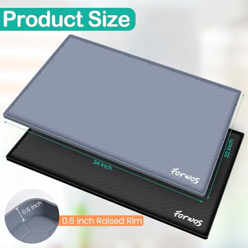 Silicone Under Sink Mat, 34"x22", Waterproof Cabinet Liner, Grey - view 2