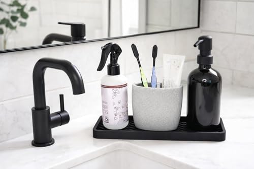 Silicone Sink and Surface Organizer Tray, Sponge Holder, Vanity Tray, Heat Safe, Dishwasher Safe, for Bathroom and Kitchen Organization (Smoky Blue, 12"x4") - view 6