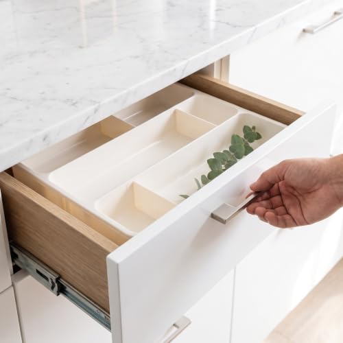 White 6 Slot Expandable Plastic Utensil Drawer Organizer Tray - view 5