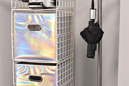 6-Pack Foldable Cube Storage Bins – Decorative Collapsible Organizer for Shelves, Closets, Underbed, Clothes, or Kids’ Toys (Shiny Silver) - view 6