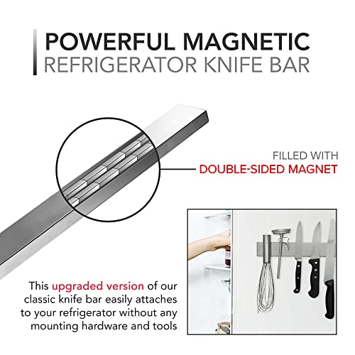 16 Inch Magnetic Knife Holder for Refrigerator, Magnetic Knife Holders for Fridge or Kitchen Wall No Drilling, Magnet Strips for Knives & Metal Utensils, Tool Rack, Stainless Steel - view 2