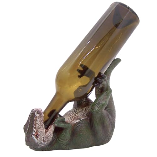 T-Rex Wine Bottle Holder, Dinosaur Wine Rack for Countertop, Funny Tyrannosaurus Rex Bottle Display, Unique Home Bar Kitchen Decor & Wine Lover Gift, 10 Inch