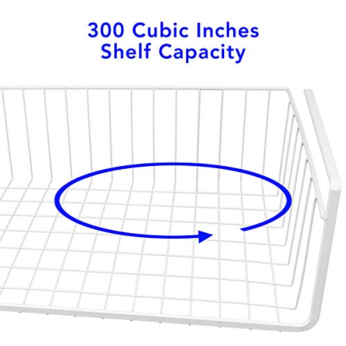 15-Inch Easy Install White Wire Under-Cabinet Hanging Basket Shelf Organizer – Storage Rack for Kitchen, Pantry, and Bathroom - view 3