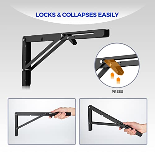 Matte Black Folding Shelf Brackets, 16 Inch, 2 Pack - view 5