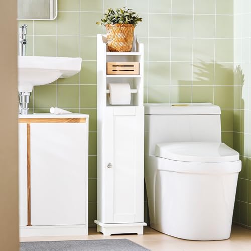 Haotian Toilet Paper Storage Cabinet, 7.8 x 9 x 39 in, White