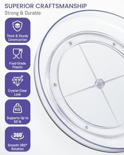 4 Pack 9 Inch Clear Acrylic Lazy Susan 360° Turntable Organizer Spice Rack - view 4