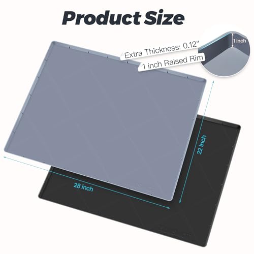 Under Sink Mat 28" x 22", Extra Thick Waterproof Silicone Liner, Cabinet Protector Tray Organizer for Kitchen (Grey) - view 2