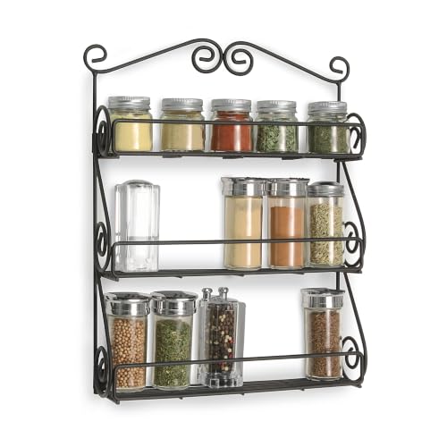 Spectrum Diversified Scroll Wall-Mounted Traditional Spice Rack Organizer for Cabinet & Kitchen, 3-Tier, Beauty & Nail Polish, 43710 - view 3