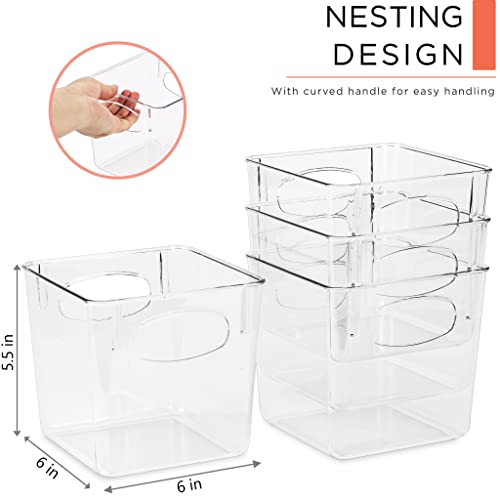 Fridge Organizers and Storage, Clear Plastic Bins (Small, 4 Pack) - view 2