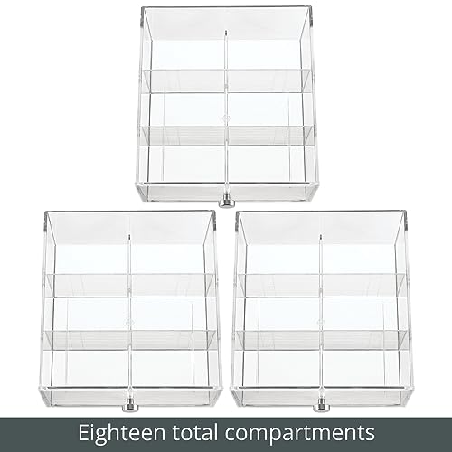 Plastic Wide Kitchen Pantry, Cabinet, Countertop Organizer Storage Station with 3 Drawers for Coffee, Tea, Sugar Packets, Sweeteners, Creamers, Drink Pods, Packets; 18 Sections - Clear - view 6