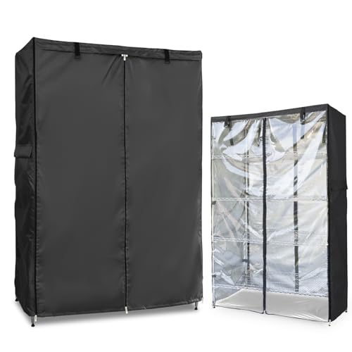Waterproof Shelf Cover,Outdoor 600D Heavy Duty Dustproof Storage Shelves Cover,48''x18''x72'' Shelf Covers for Wire Shelving with Zippers,Storage Rack Covers with Clear Front