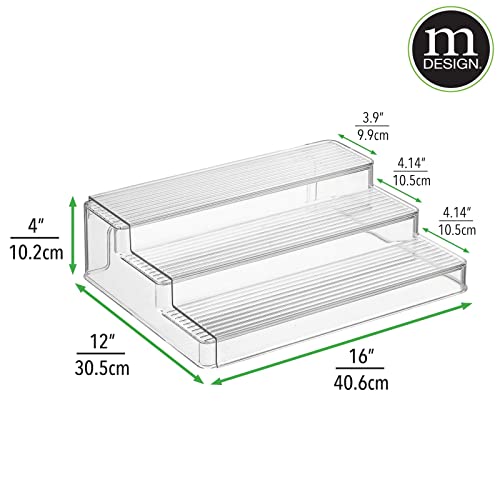 Plastic Spice/Food Kitchen Expandable Cabinet Shelf Organizer, 3 Tier Storage, Compact Caddy Rack for Cupboards, Refrigerator Holds Spices/Herb Bottles - Lumiere Collection - 2 Pack - Clear - view 2