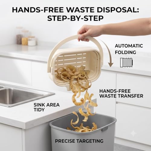 Foldable Hanging Sink Drain Basket,Compact Kitchen Organizer and Vegetable Strainer for Small Spaces,Collapsible Faucet Caddy for RV and Apartment(WHITE) - view 5