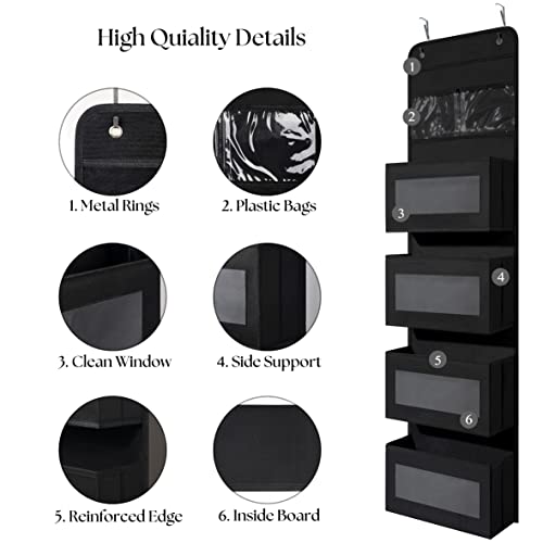 GCreation Over Door Organizer for Bedroom Bathroom Pantry, 5 Shelf Black - view 3