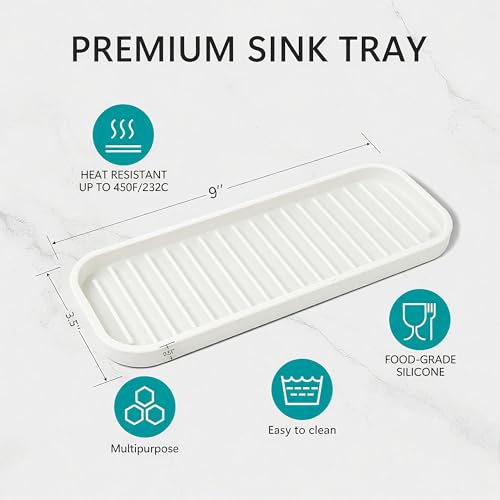Silicone Sponge Holder - Sponge Tray for Kitchen Sink White 2 Pack - view 5