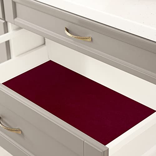 12"x80" Dark Red Self Adhesive Velvet Flocking Liner for Jewelry Drawer Colored Velvet Wallpaper Peel and Stick Red Contact Paper Felt Velvet Drawer Liner Sheets for Jewelry Box Liner Dresser - view 5