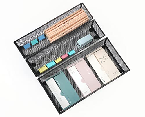 3 Pack Mesh Flatware Drawer Organizer for Kitchen/Office/Home Tools,Spoon Knife Fork Organizers Box Utensil Tabletop Storage Tray (12 x 6 x 2 Inch) - view 4
