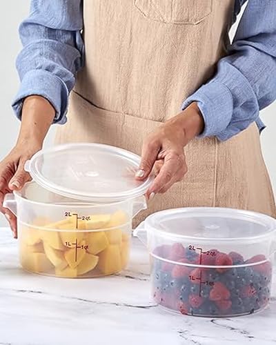 Cambro 2 Quart Round Food Storage Container, 2-Pack Translucent, with a Translucent Lid, Bundle with a Measuring Spoon Set - view 3