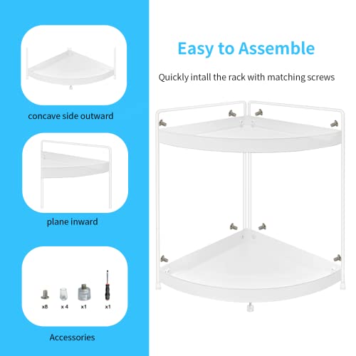 2 Tier Corner Shelf Rack Kitchen Counter Cabinet Bathroom Organizer Makeup Cosmetic countertop Organization and Storage Under Sink Organizers Perfume Trays for Dresser White - view 7