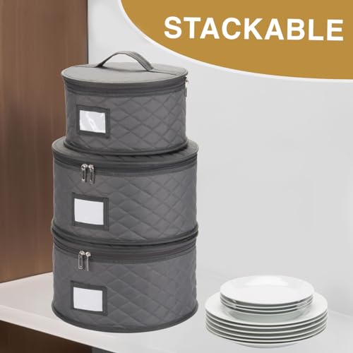 2 Pack 15" China Storage Containers for Charger Plates, 24 Felt Protectors - view 6