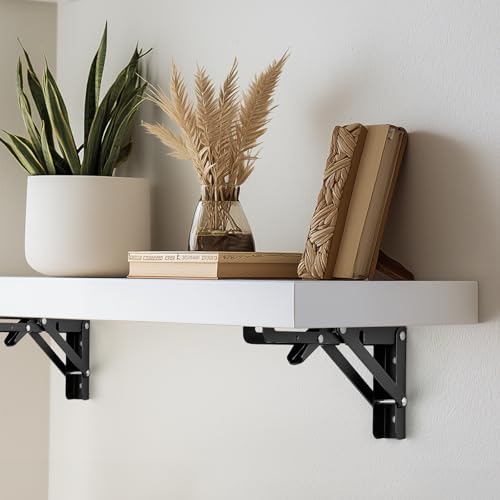 Matte Black Folding Shelf Brackets, 6 Inch, 2 Pack - view 2