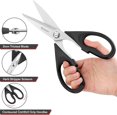 2 Pack All Purpose Kitchen Scissors Shears Heavy Duty, Blade Covers - view 4