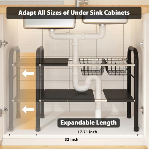 Expandable Under Sink Organizer, 2 Tier Under Sink Shelf - view 2