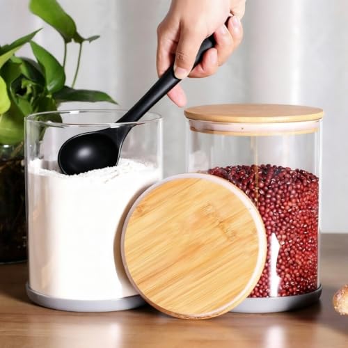 Set of 2 Large Glass Food Storage jar, 100 FL OZ (3000ml) Glass Flour Canister with Airtight Bamboo Lids for Kitchen Corner, BPA-Free Flour Container for Sugar, Ground Coffee, Rice and Dry Food - view 7