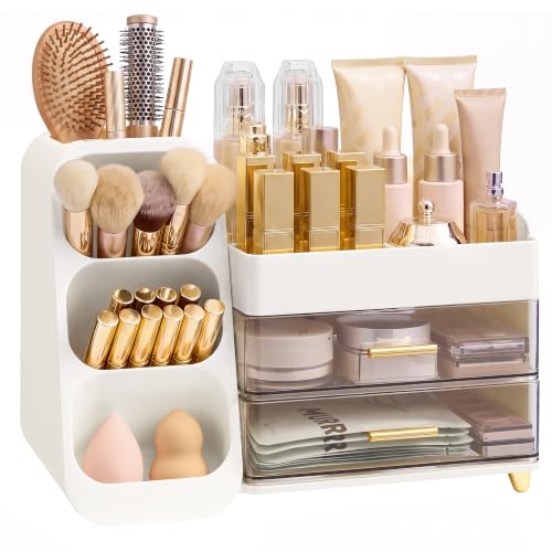 Makeup Organizer, Cosmetic Display Case with 2 Drawers