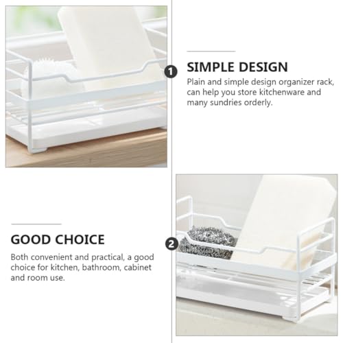 White Iron Storage Rack with Drainage Tray, Countertop Organizer Shelf - view 5