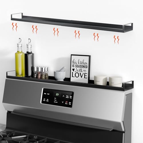 30" Adjustable Magnetic Stove Top Shelf, Matte Black