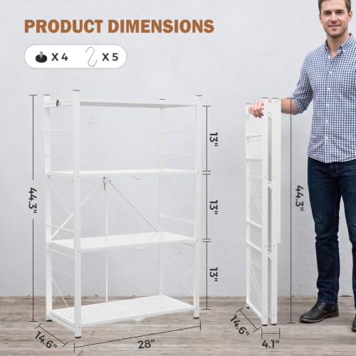 Foldable Greenhouse Shelving, 4-Tier Plant Stand, 1 Pack, White - view 2