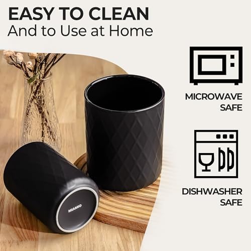 Kitchen Utensil Holder Ceramic/Kitchen Organizer Set, Farmhouse Decor for Organizing Countertop and Storing Cutlery, Cooking Spoons, and Accessories - Palmanova Collection (Black) - view 7
