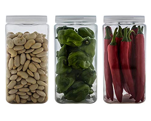 Silicook Clear Plastic Jar, Set of 3-30oz, Square Shaped, Transparent, Food Storage Container, Kitchen & Household Organization for Dry goods, Spices, Vegetables, Ingredients and More - view 3