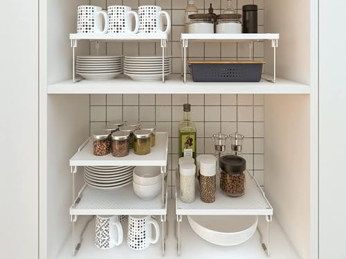 Kitchen Shelves Cabinet Organizer, Stackable Freezer Rack, Cupboard Box Organizer, Shelf Riser, Usable Storage Rack for Spice, Fridge Shelf Riser, (12x11 inch), Pack of 2 - view 2