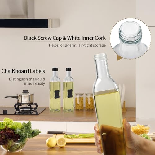 4 Pack 17oz Olive Oil Dispenser Bottles Clear Glass with Pourers - view 4