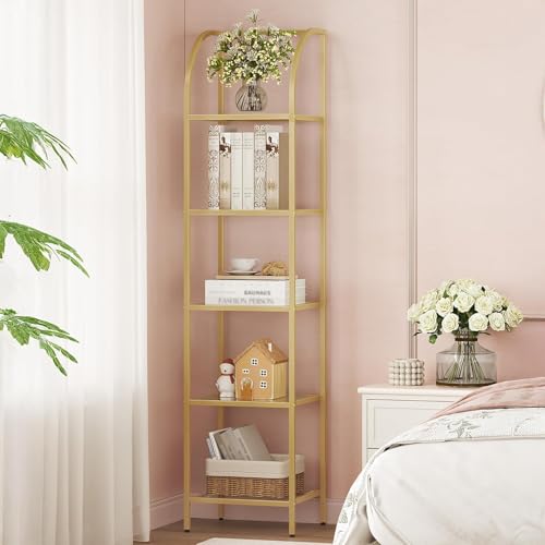 Bookcase Bookshelf, Tempered Glass Arched Bookshelf